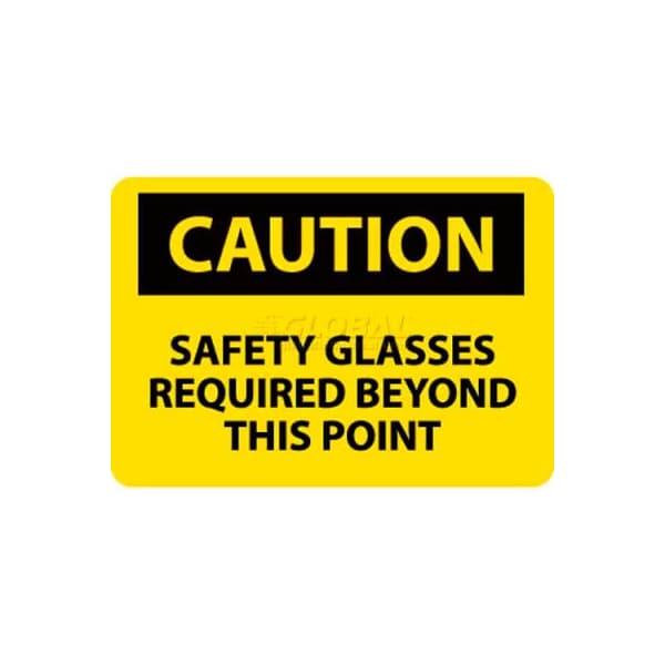 National Marker Co NMC OSHA Sign, Caution Safety Glasses Required Beyond This Point, 10in X 14in, Yellow/Black C351RB - main